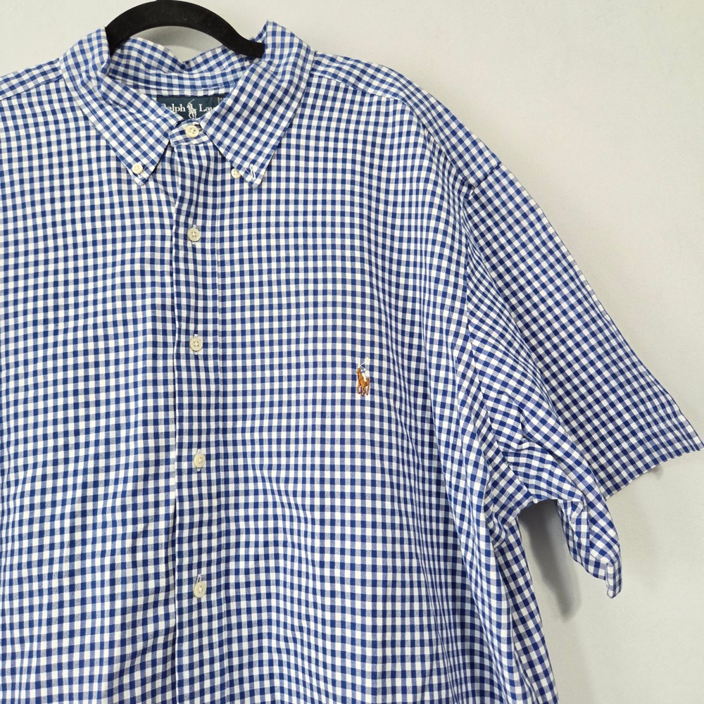 VTG Ralph Lauren Classic Fit Button Down Shirt Men 2XB Flesh Pony Gingham Preppy